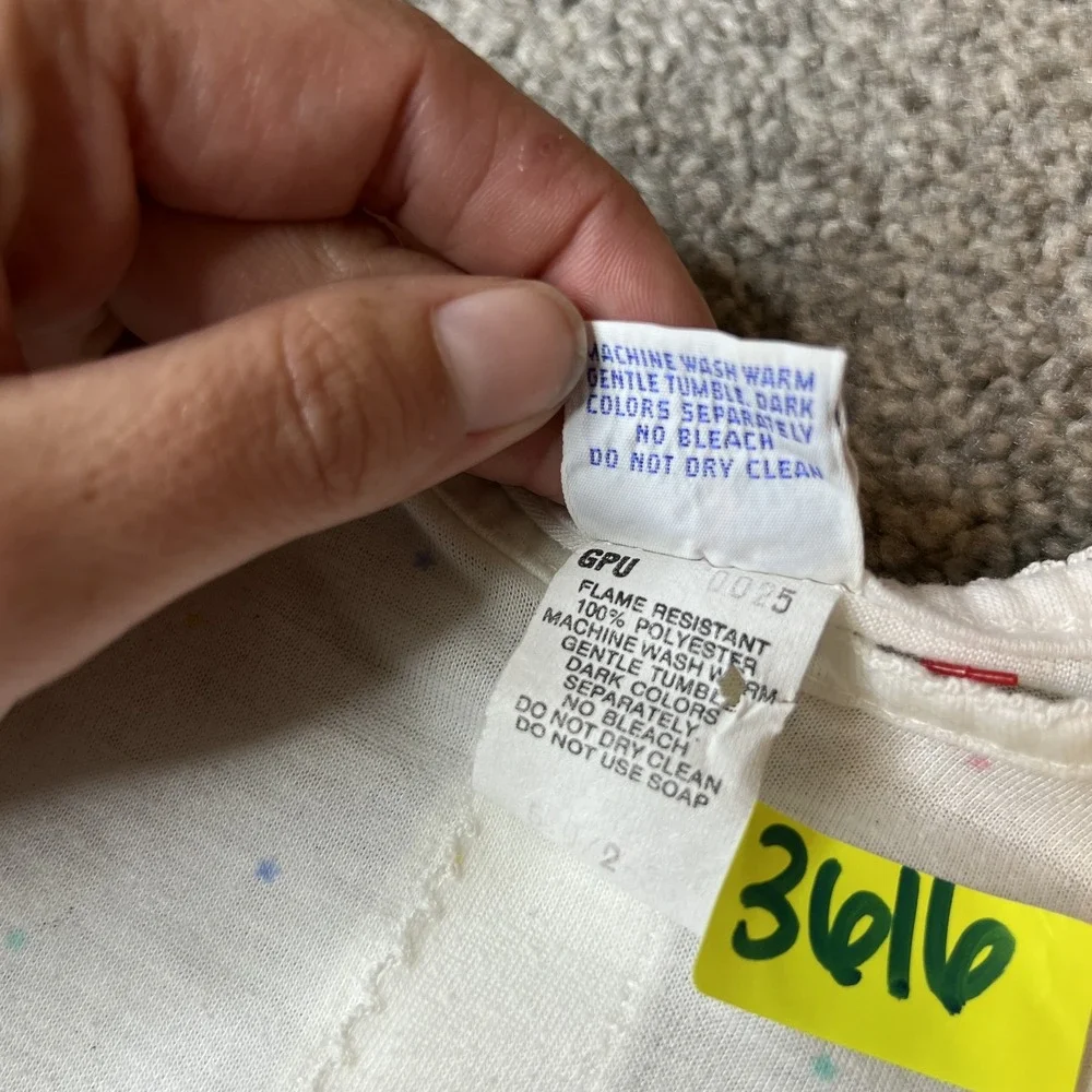 Vintage Absorba Baby Sleep Gown One‎ Size Bunny Moon Stars White Nursery USA